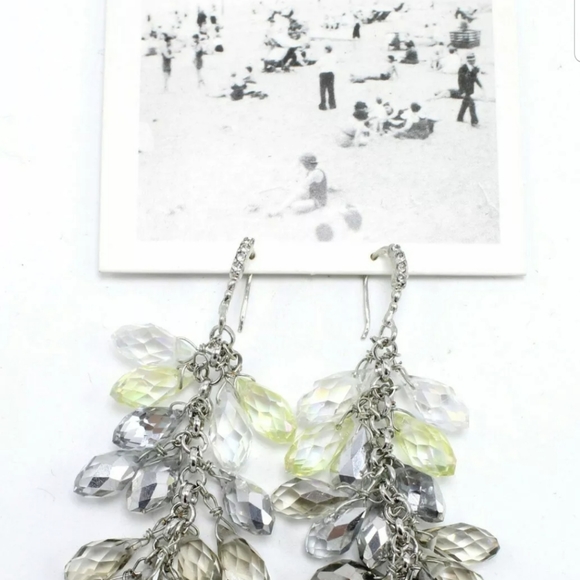 ANTHROPOLOGIE FACETED GLASS DROP EARRINGS - Picture 3 of 5